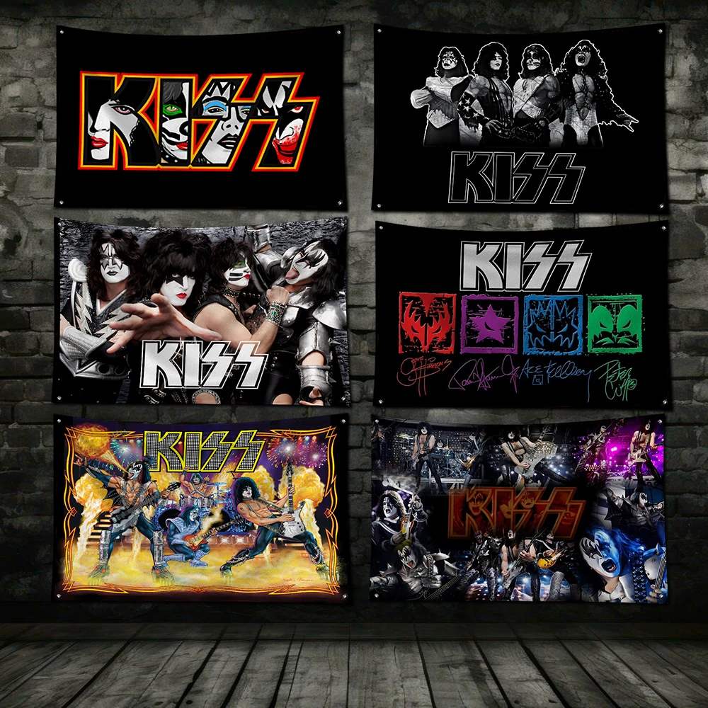 3x5 Ft Rock Heavy Metal Band K-kiss Flag Polyester Digital Printing Banner for Garage Wall Art Out Door Decoration With Grommets