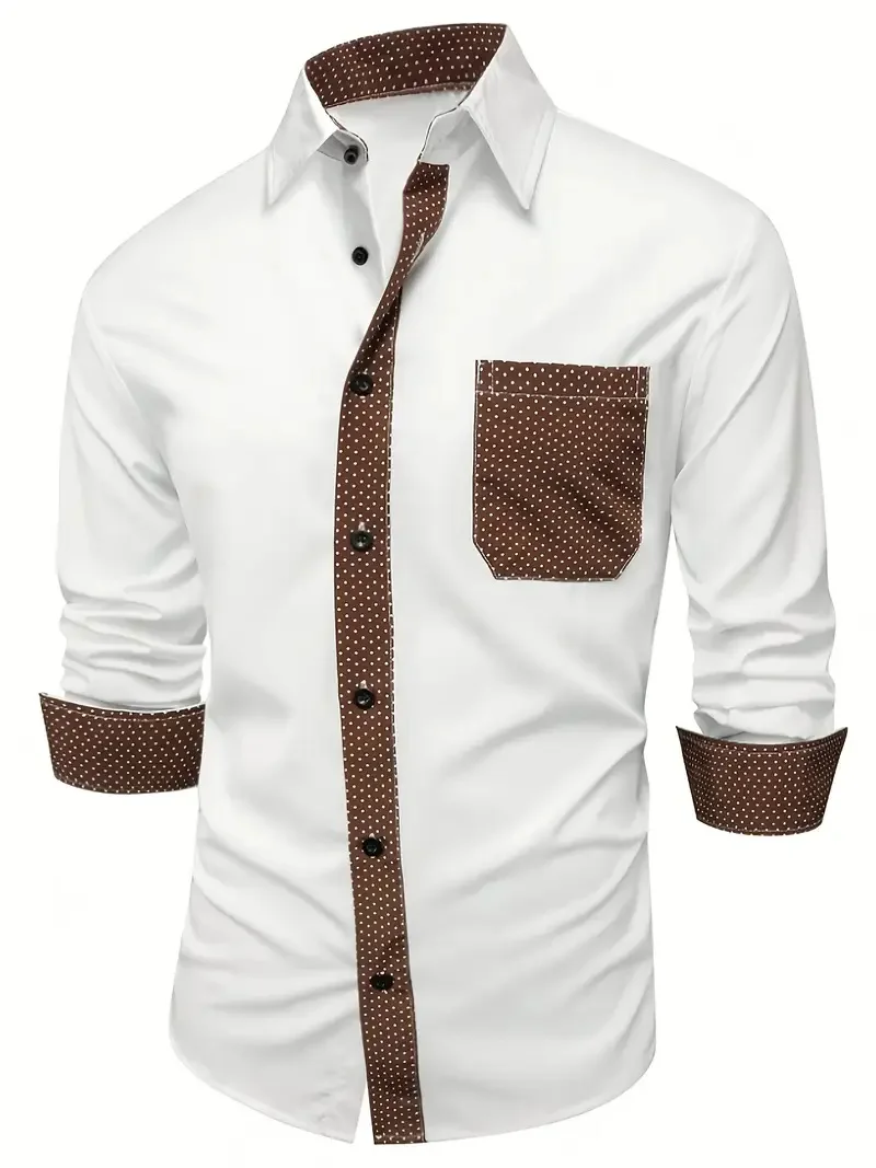 Summer Men's Shirt Flip-over Beach Shirt Long Sleeve Hawaiian Holiday Clothing Pink Pattern Shirt New Collection