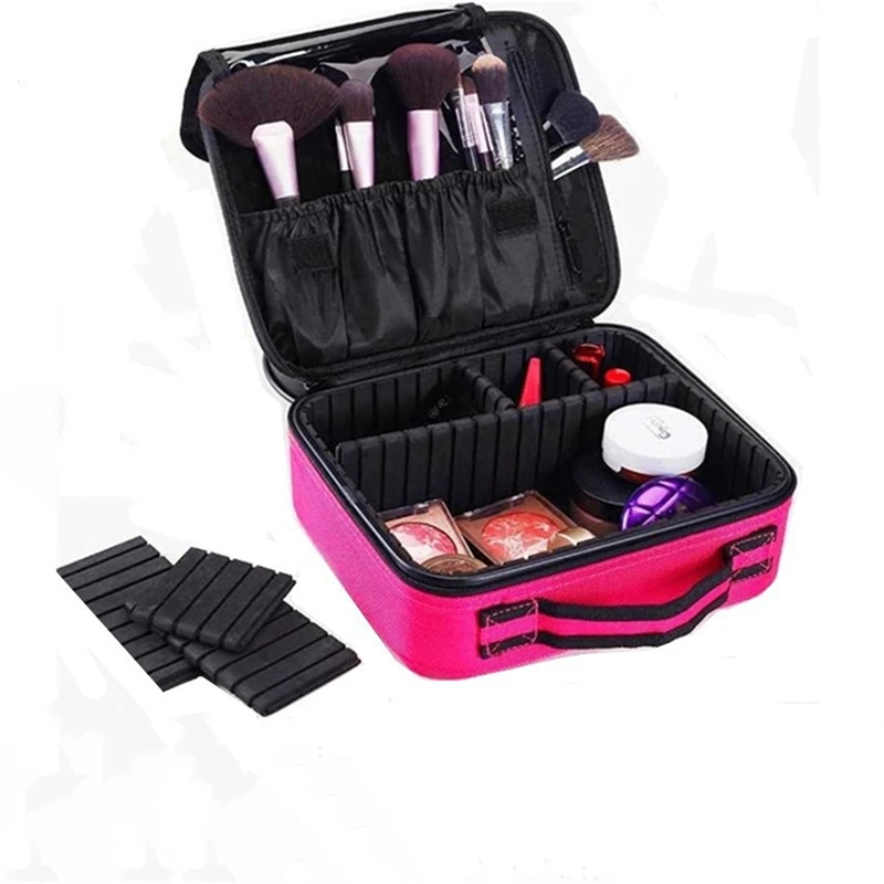 Professional Salon Barber Tools Box Makeup Train Case Cosmetic Bag Brush Organizer And Storage Travel Box With Adjustable Strap