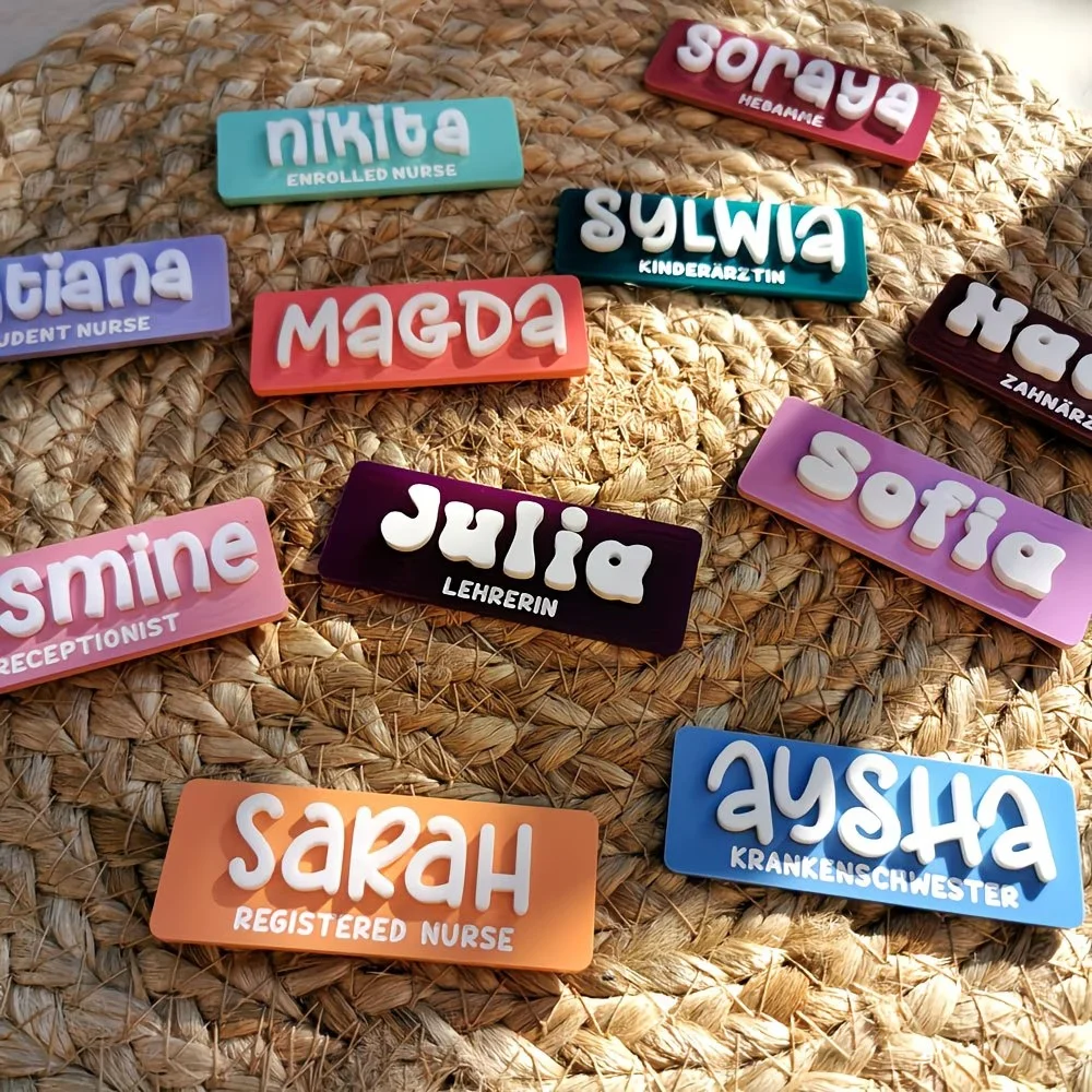 Personalized Name Brooch Badges Acrylic Custom Name Work Badges Pins Doctor Teacher Intern Cafe Job Brooch 40 Color Options - view 4