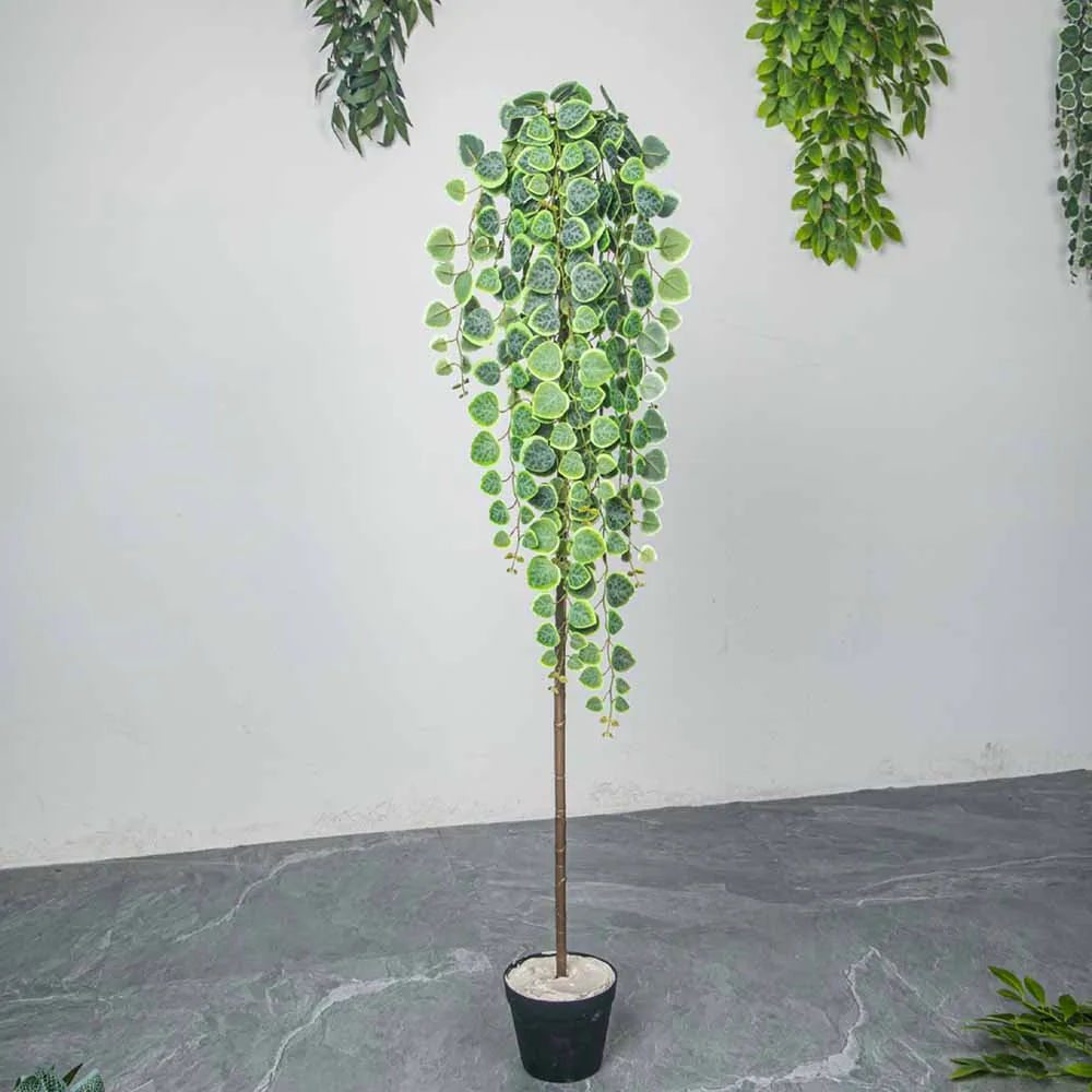60–80 cm künstliche hängende Ranken, tropische Eukalyptuspflanzen, Kunststoff, Geldblatt, Wandbehang, Rattan für Hochzeit, Haus, Garten, Dekoration – Detail 4