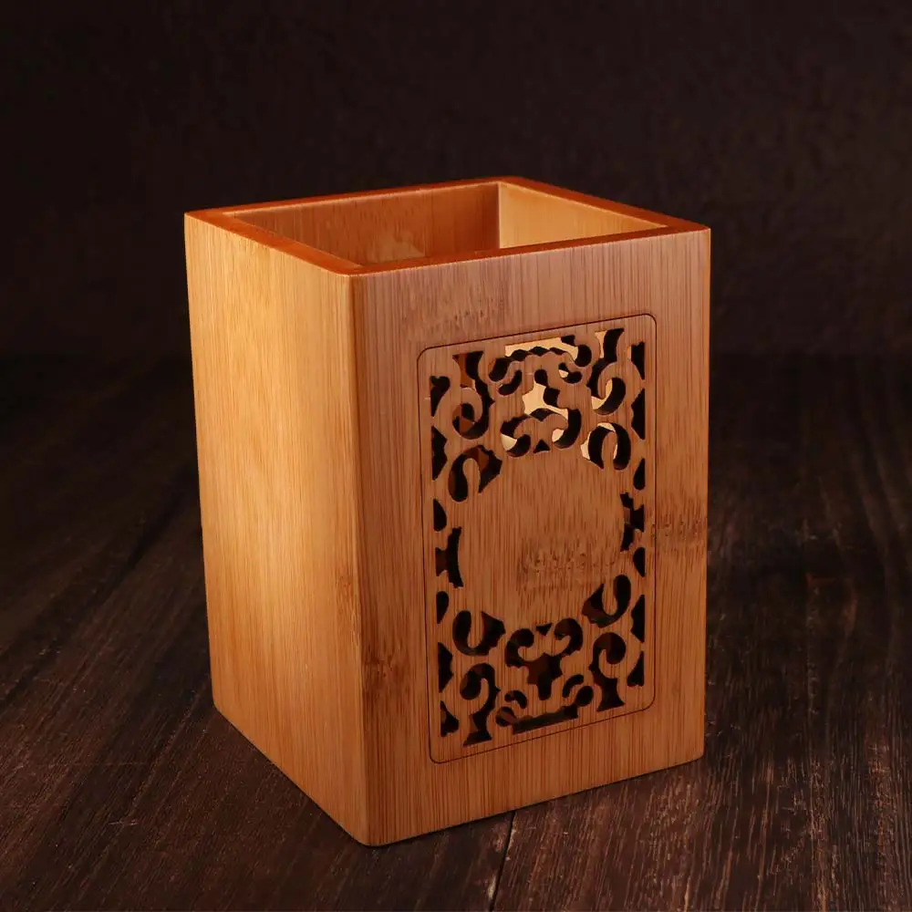 Classical Bamboo Pen Holder Chinese Style Convenient Stationery Storage Tube Elegant Natural Bamboo Stick Tube Office