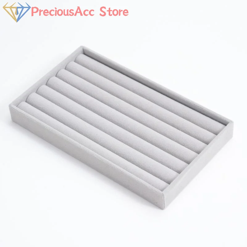 Velvet Jewelry Tray Display Case Portable Earring Necklace Holder Packaging Box Grey Beige Stackable Jewelry Organizer Boxes