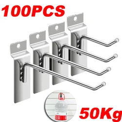 100PCS Slat Wall Hooks Heavy Duty Utility Hooks Grid Metal Slat Shelves Sorting Garage Storage Organizers Clothes Rack Display