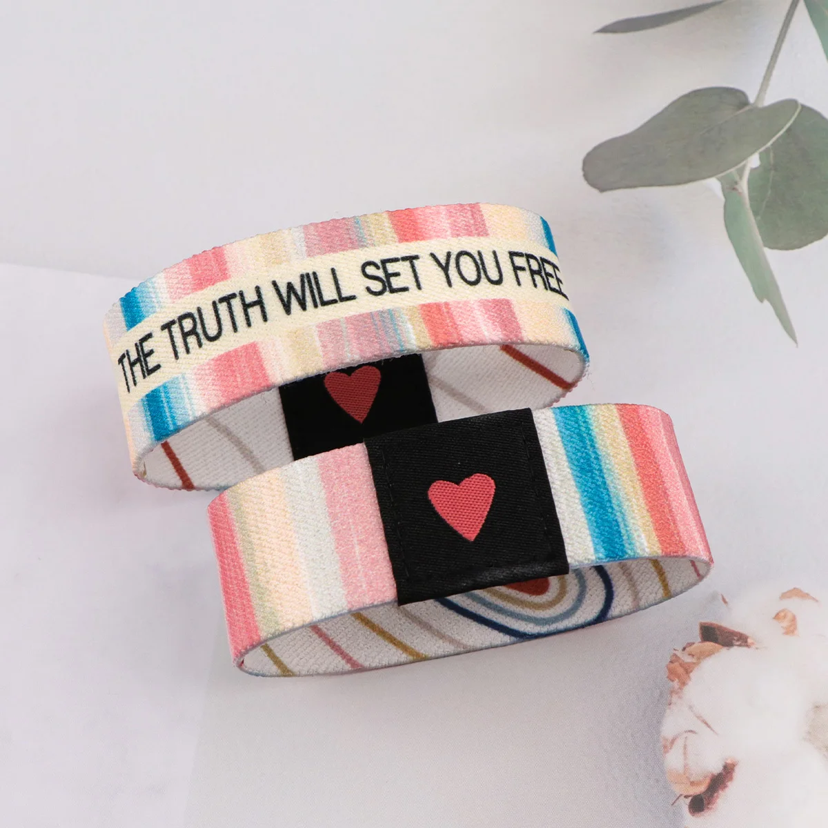 Breast Cancer Awareness Ribbon Elastic Wristband Cute Cat Bracelet For Women Men Colorful Bangles Accessories Party Gift