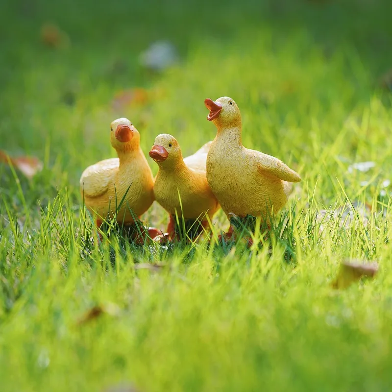 Creative Resin Pastoral Three Ducks Sculpture Ornaments Outdoor Balcony Courtyard Succulent Potted Plant Decorative Accessories