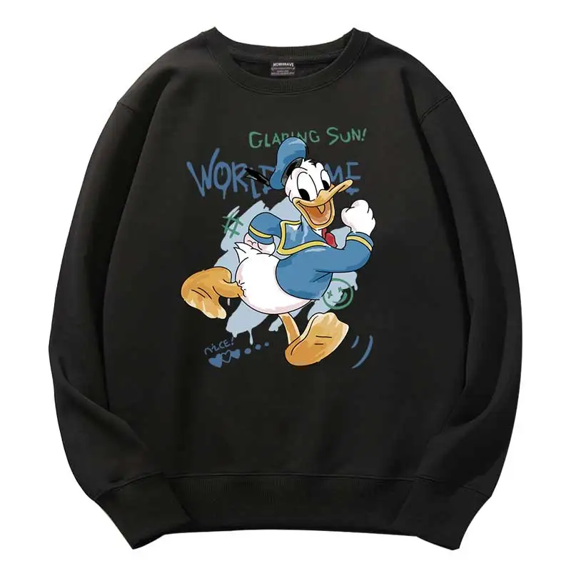 Autumn and Winter Couple's clothing pullover Disney Donald Duck Cartoon Anime Printing Men's and women's round neck pullovers