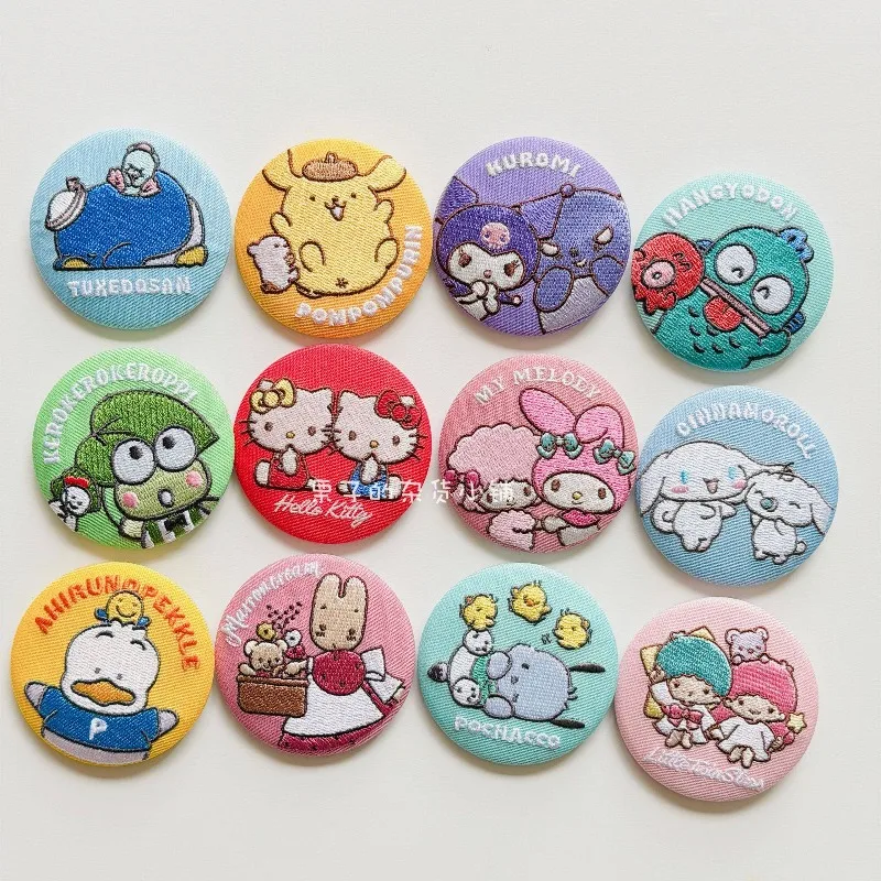 

Японские плюшевые игрушки Sanrio: вышитые значки-боксы с Мелоди, Кероппи, Хангиодоном, Марроном, Кремом, 56 мм, аниме-декоративные игрушки для детей, куклы