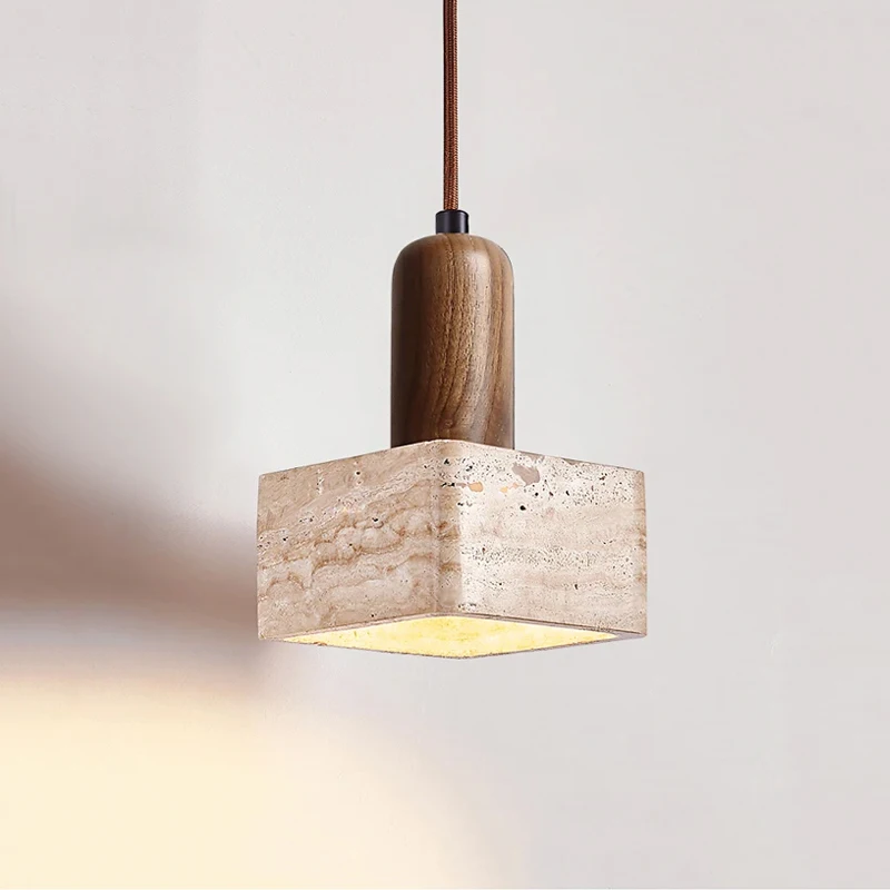 

Scandinavian Simple Natural Stone Personalized Home Decoration Bedhead Small Pendant Light Japanese WabiSabi Restaurant LED Lamp