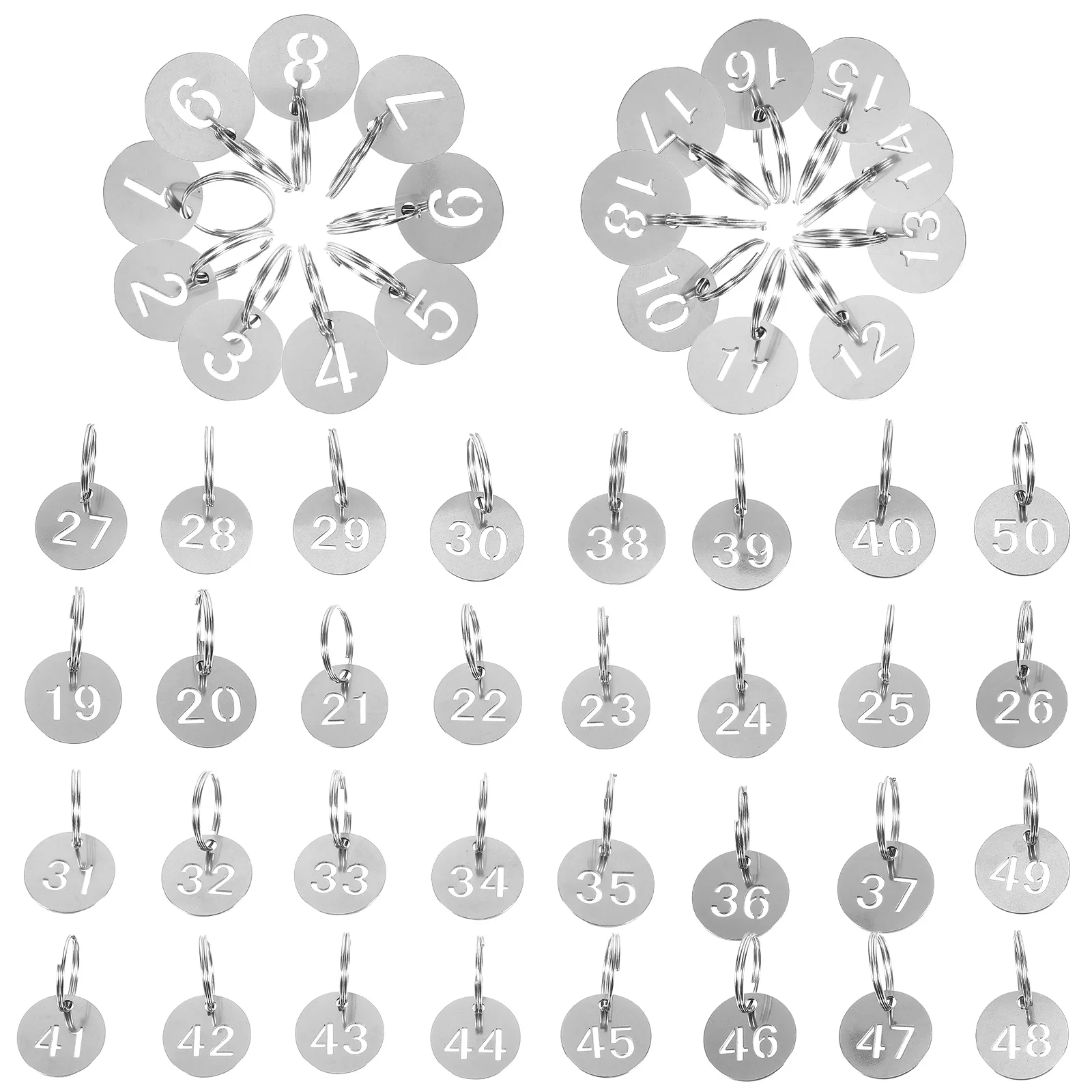 Practical Key Identifiers Stainless Steel Number Plate Label Labels with Rings Tag