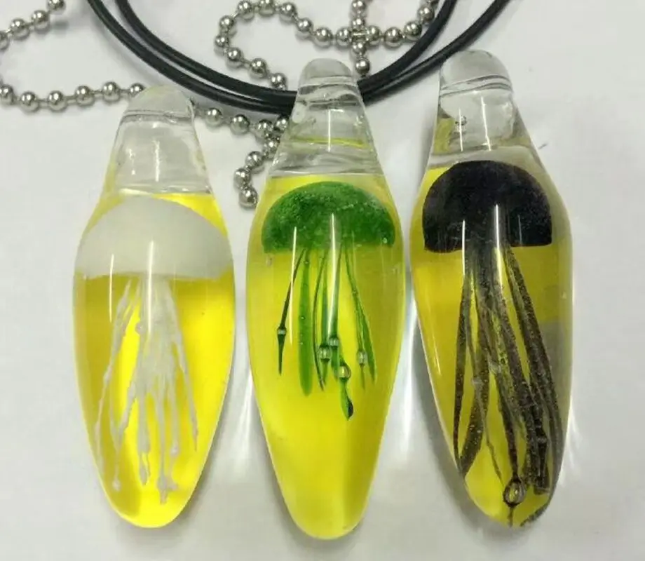 12 pcs Fashionable Jellyfish Pendant Yellow Back Jewelry Making Supplies Jellyfish Jewelry