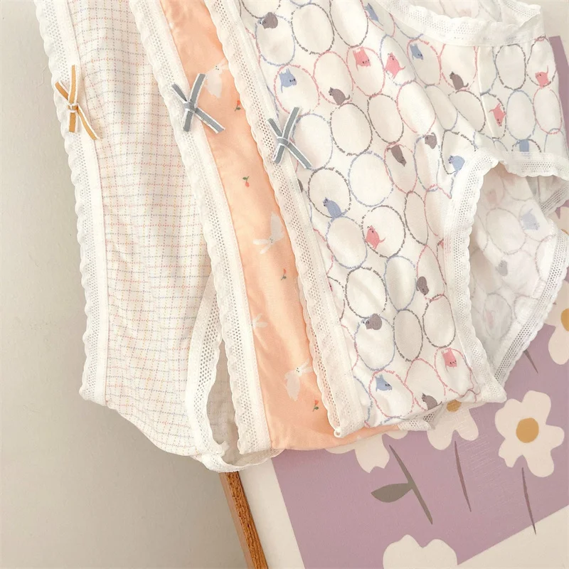

New Regenerated Fiber Modal Girls Underwear Pastoral Style Japanese Sweet Sexy Light Soft Breathable Briefs Women Panties
