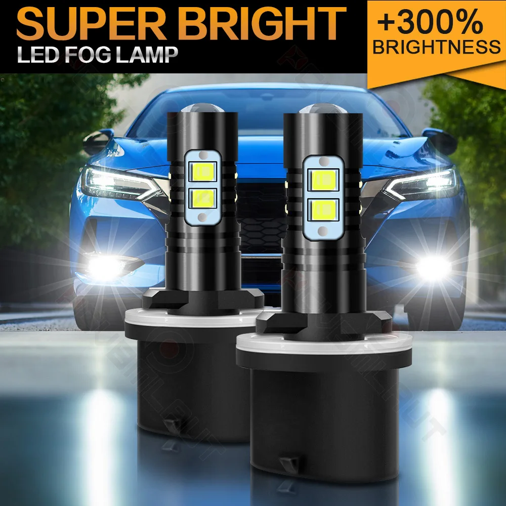 

PCVBMLAUT 2PCS Car lights 880 Super Bright LED Headlights High Low Beam Fog Light Bulb White 6000K Car accsesories