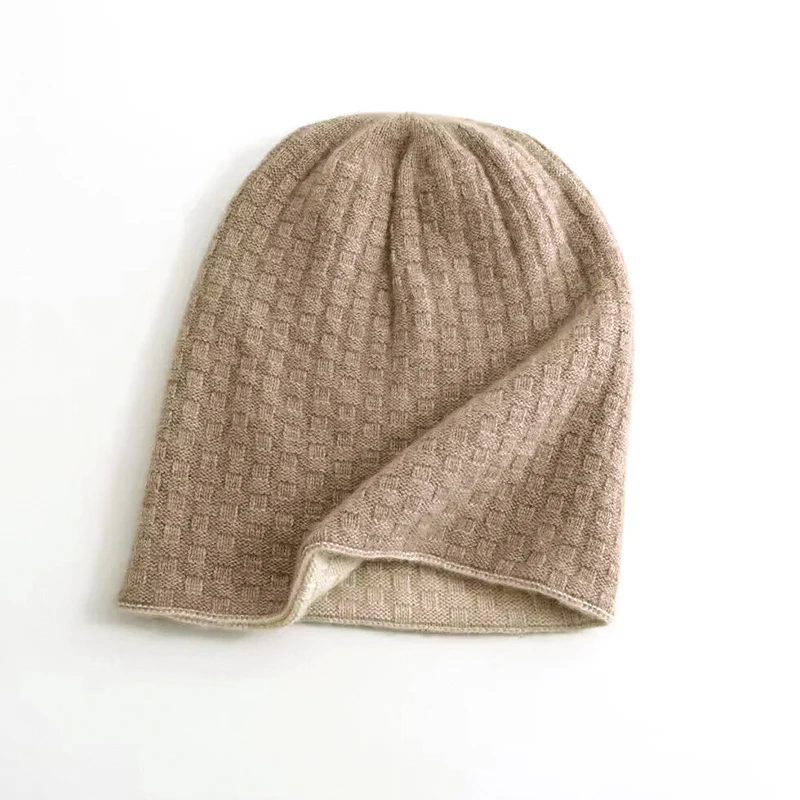 Double sided double-layer cashmere hat, knitted hat, warm wool hat, outdoor leisure, suitable for both men and women, new style