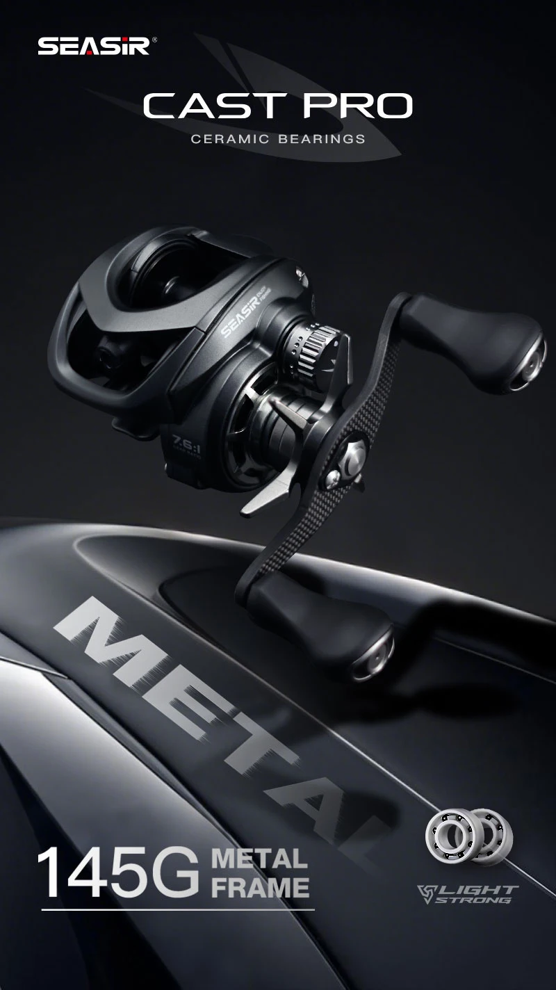 Seasir P-Series Cast Pro 145 g BFS Baitcasting Angelrolle Ultraleichter Metallrahmen 7,6:1 11+1BB Drag 6 kg Süßes Salzwasserangeln – Detail 1
