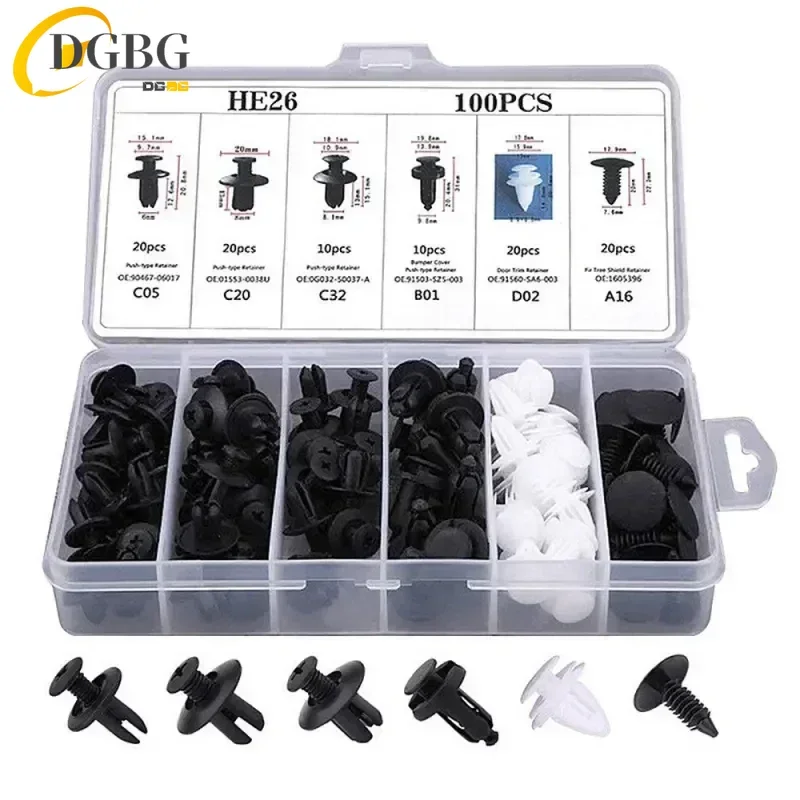 

100pcs Mixed Car Plastic Clips Auto Fixing Door Closer Pin Removing Retainer Rivet Screws Disassembly Tools For Removal Products