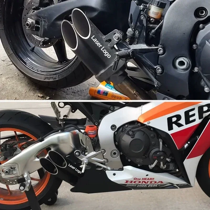 二輪車用ユニバーサルダブルエキゾーストサイレンサー,51mm,r3,r6,gsxr,cbr1000r,2穴,改造部品