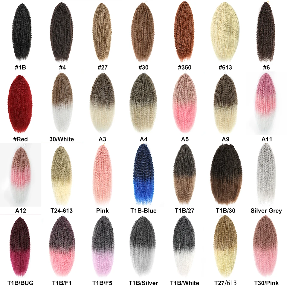 Ombre Blue Synthetic Brazilian Crochet Braids Hair For Women 20 28 Inch Pink African Curls Kinky Curly Braiding Hair Extensions