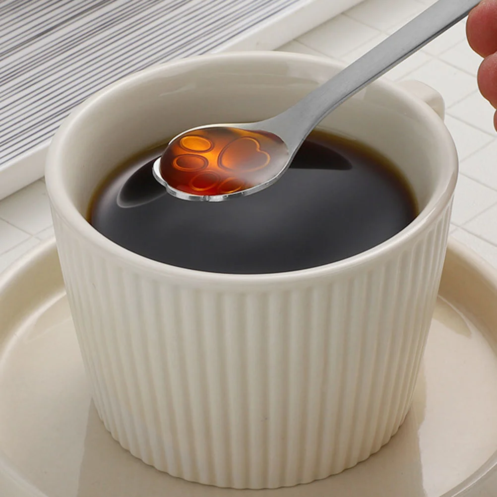 

4pcs Stainless Steel Cat-Paw Coffee Spoons Rustproof Long Handle For Tea Iced Coffee Dessert Drinks Honey Mixing Household