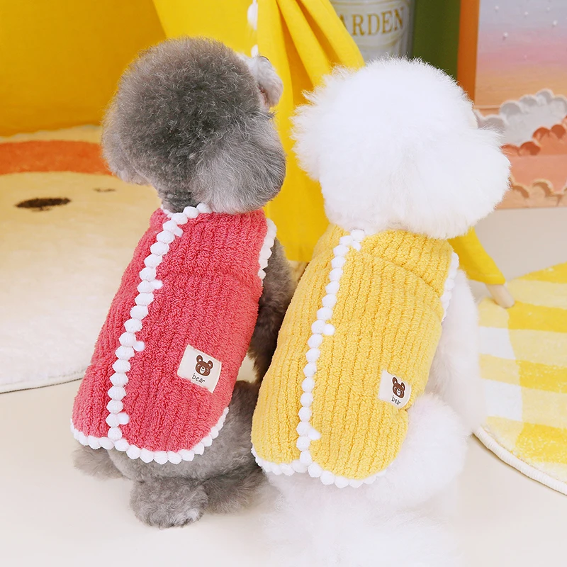 Warm Fleece Dog Coat Soft Cozy Pet Clothes for Small Dogs Cats Cute Puppy Jacket French Bulldog Chihuahua Yorkies Clothing