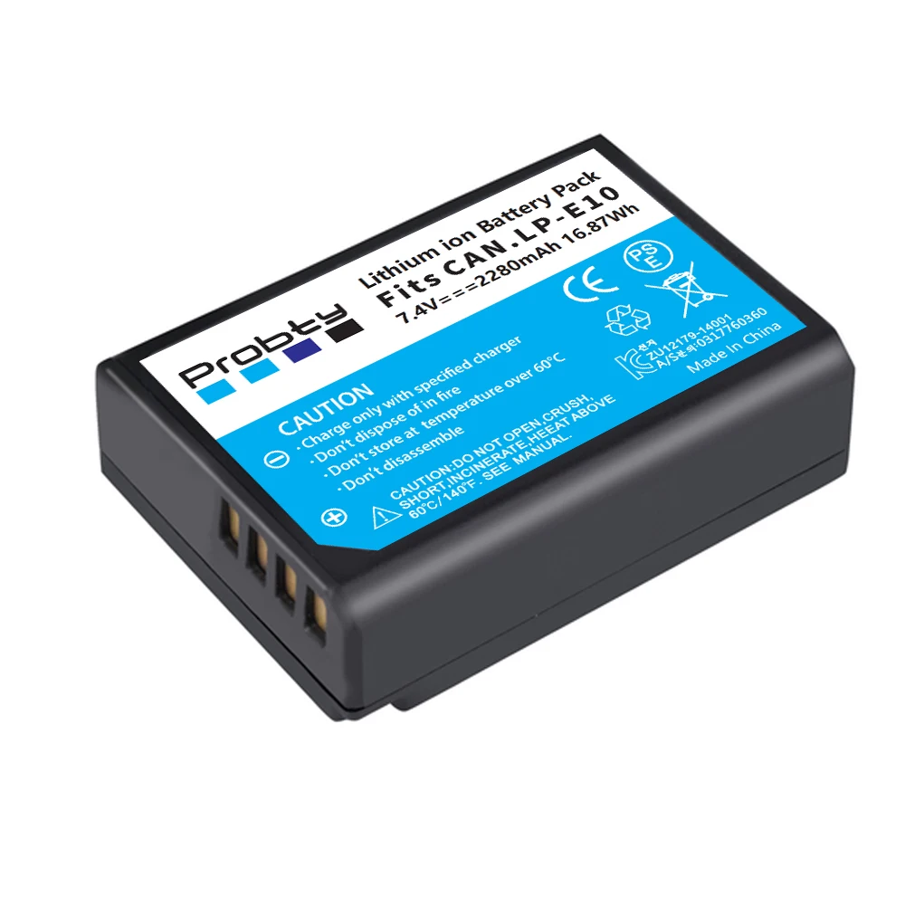 Probty LP-E10 Replacement Battery for Canon EOS Rebel T3 T5 T6 T7 T100,Kiss X50 X70 X80 X90,EOS 1100D 1200D 1300D 1500D 2000D