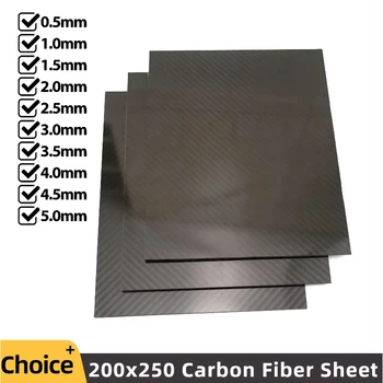 1 adet 200x250MM 3K tam karbon Fiber levha kurulu dimi parlak/mat mukavemet Panel kalınlığı 0.5-5MM RC modeli için