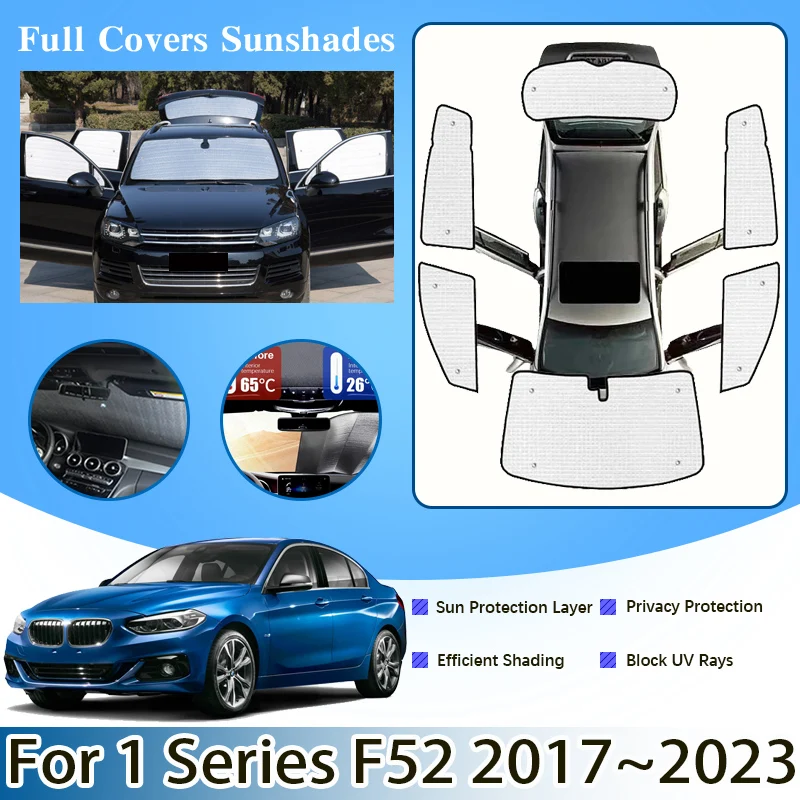 

For BMW 1 Series F52 2017~2022 2023 Car Windshield Visor Full Window Sun Protection Anti-UV Shaby Sunshades Stickers Accessories