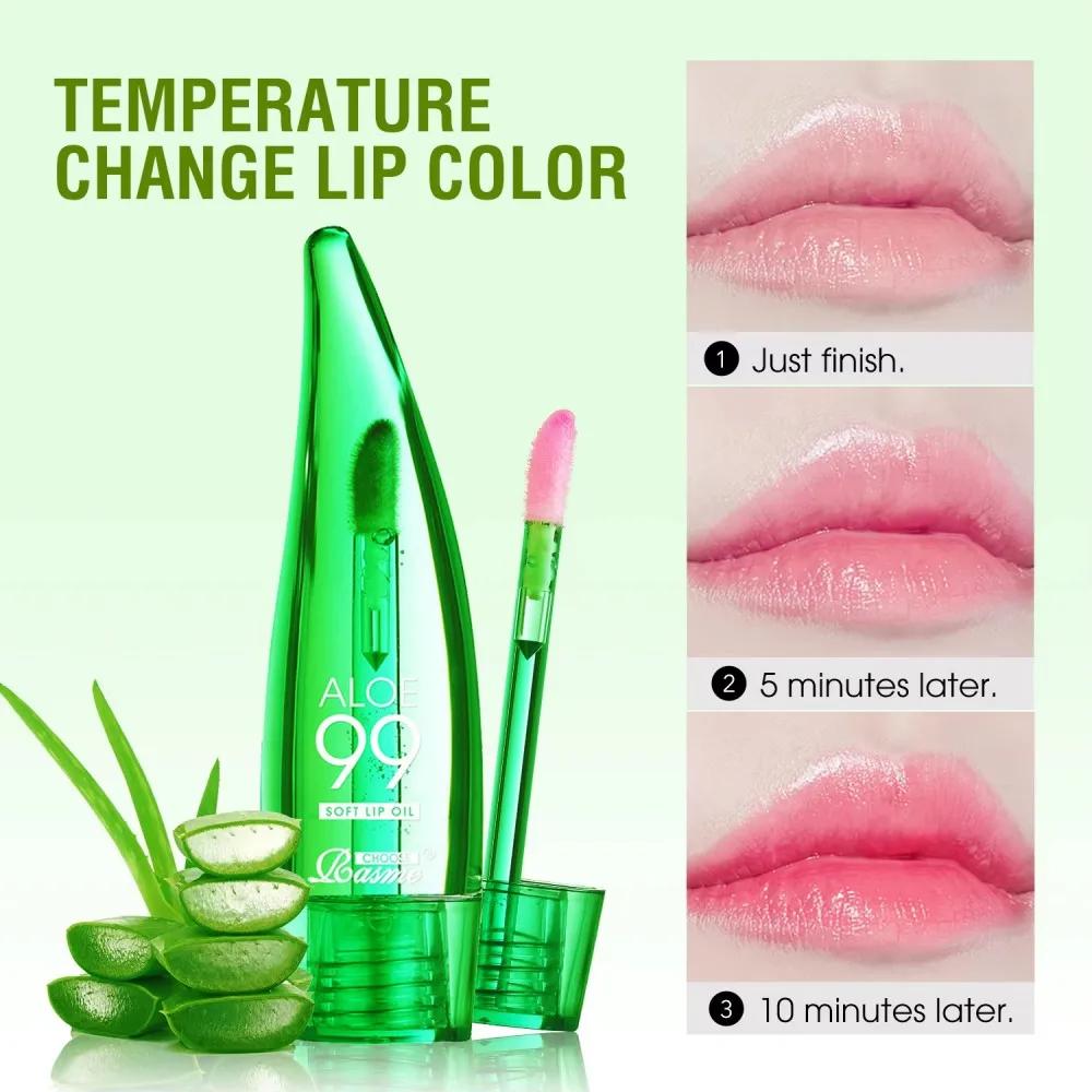 CHOOSE RASME Aloe Vera Moisturising Lip Gloss Warm Feeling Colour Changing Lip Glaze Long Lasting Moisture Lip Oil