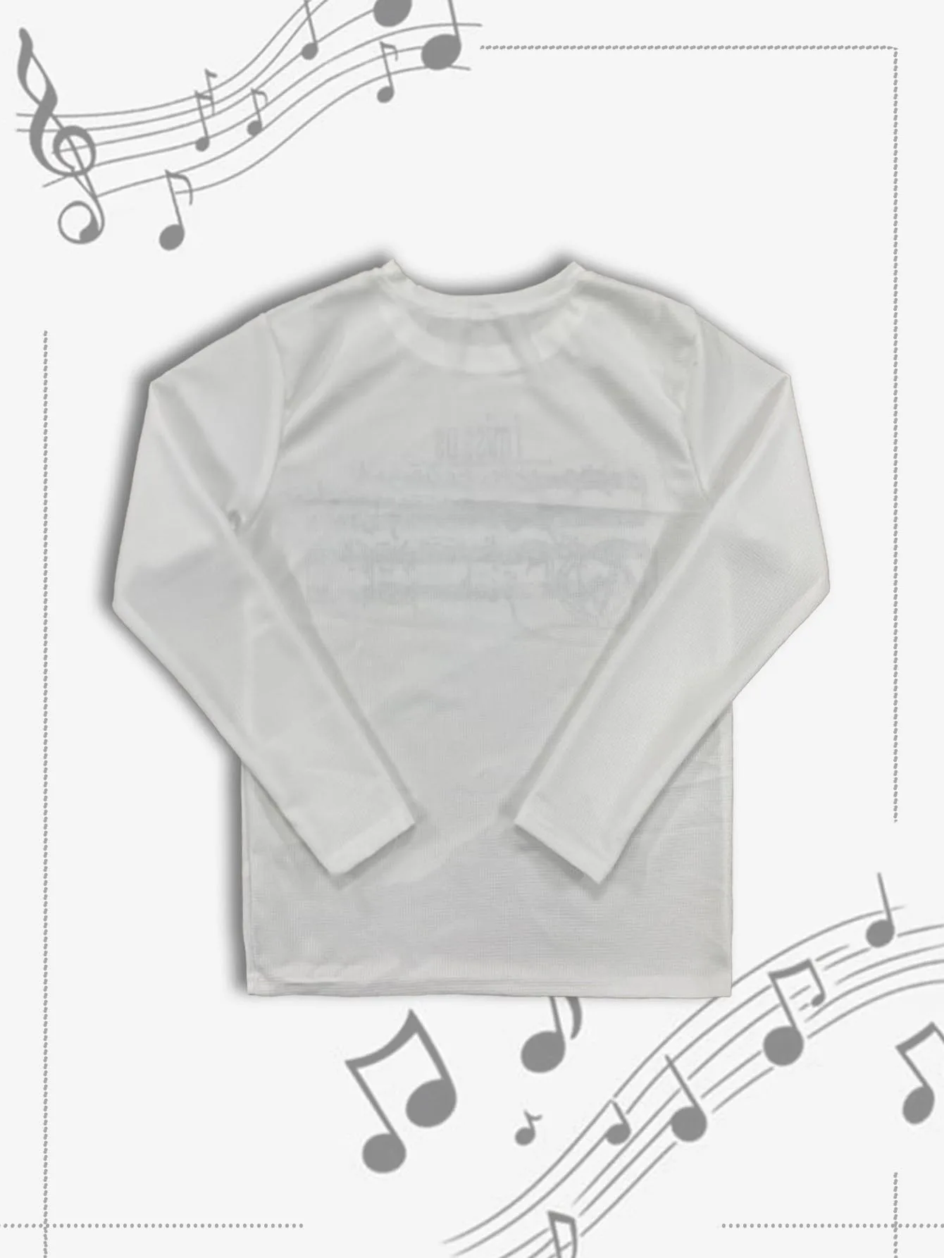 Women Waffle Knit Long‑Sleeve T‑Shirt Vintage Music Sheet Letter Print Crew Neck Slim Base Top