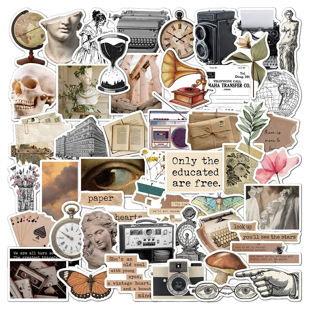 10/30/50/100 Stück Vintage Bohemian Artsy Dekoration Aufkleber Ästhetische Cartoon Aufkleber DIY Briefpapier Laptop Tagebuch Retro Aufkleber Spielzeug