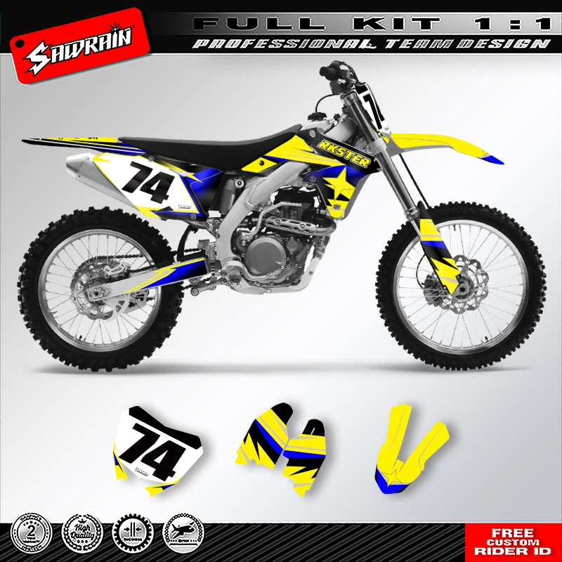 

Наклейки на мотоцикл Sawrain, комплект наклеек с графикой команды для SUZUKI RMZ450 2008 2009 2010 2011 2012 2013 2014 2015-2017 001