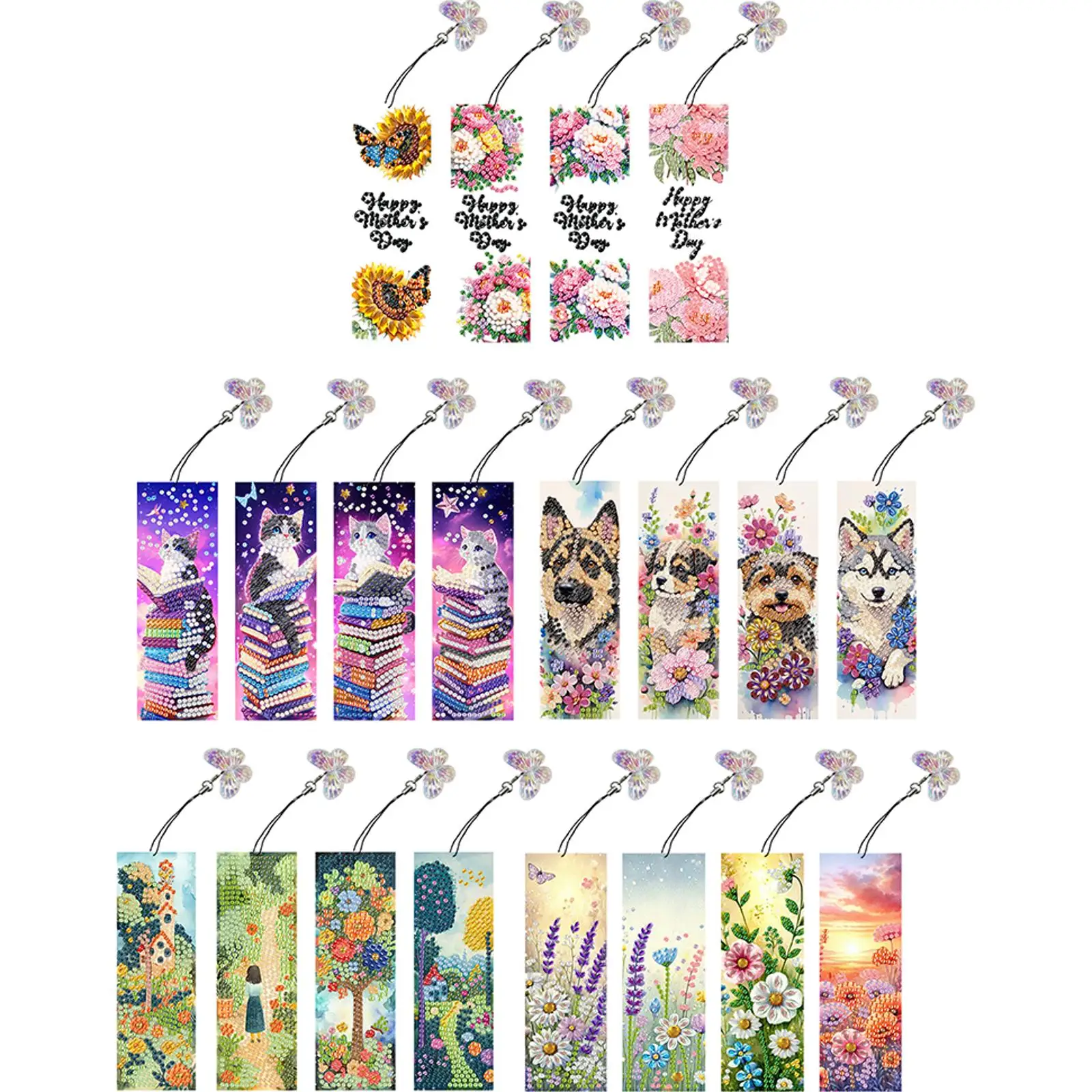 

Animals 4Pcs Special Shape Diamond Bookmark Art Projects 5D DIY Diamond Painting Bookmark Diamond Art Bookmark with Pendant