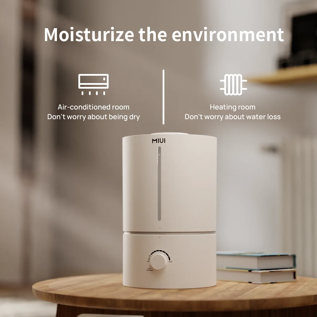 MIUI 4.5L Humidifier for Large Room Cool Mist Ultrasonic Humidifier Silent Air Humidification for Home & Office 20~30㎡ White