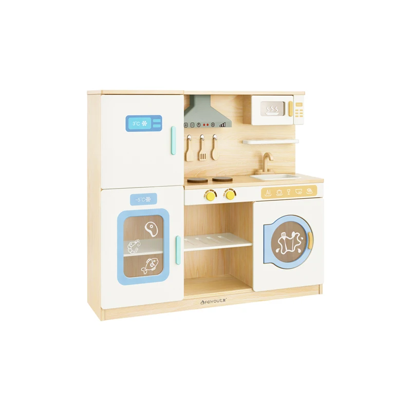 

BFeiyou Multi-functional Kitchen Wooden Cabinet For Kids Baby Furniture Set Preschool