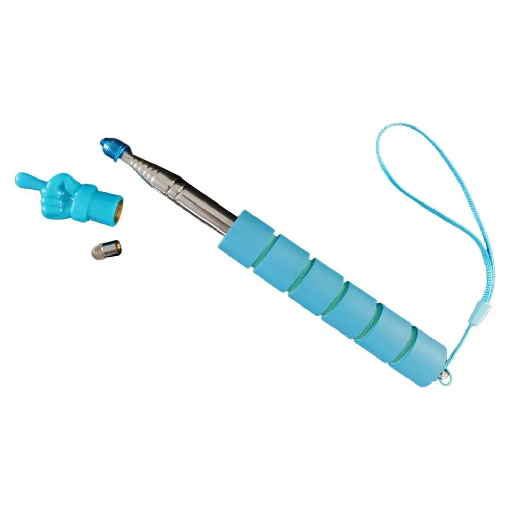 1M Teaching Stick Handheld Finger Head Touch Screen Pen Stainless Steel Stretchable Handheld Presenter Stick School Office