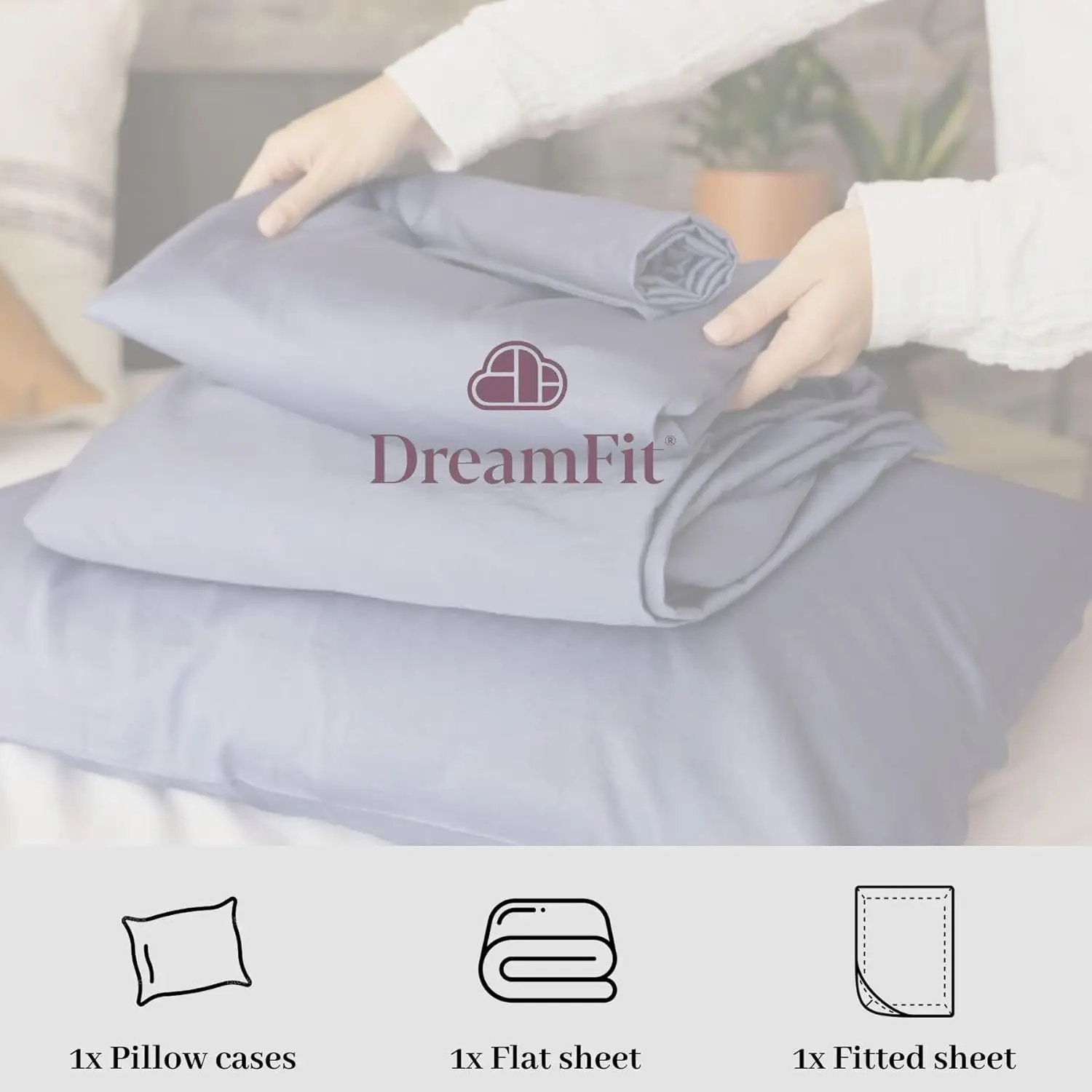 DreamComfort 100% Natural Long Staple Cotton Sheet Set with Elastic Corner Bands with Extra Deep Pockets up to 20 Inche
