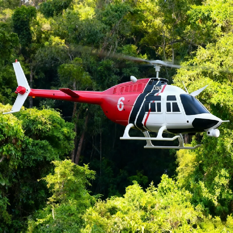 Helikopter bojowy model drona RC C138 Bell 206, wysoka symulacja, realistyczny model, zdalnie sterowany, zabawka odpowiednia na prezenty urodzinowe dla chłopców.