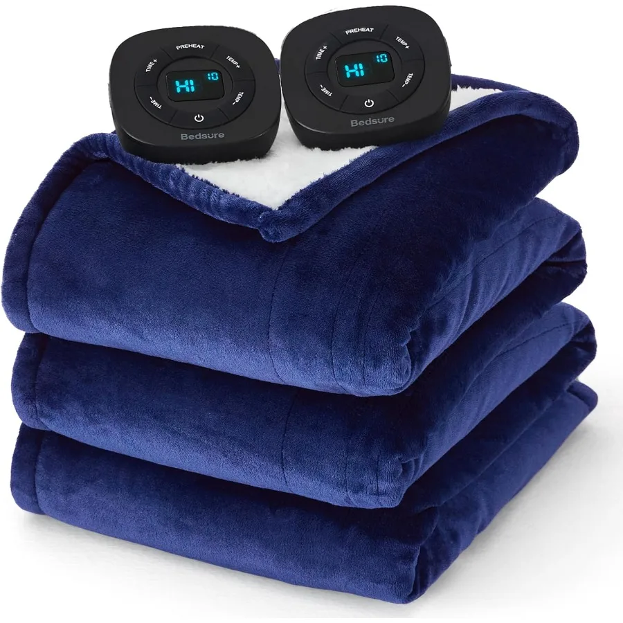 

Electric Blanket King Size - Dual Control Heated Blanket King Size Fast Heating with 10 Time Settings and 10 Heat Settings Warm