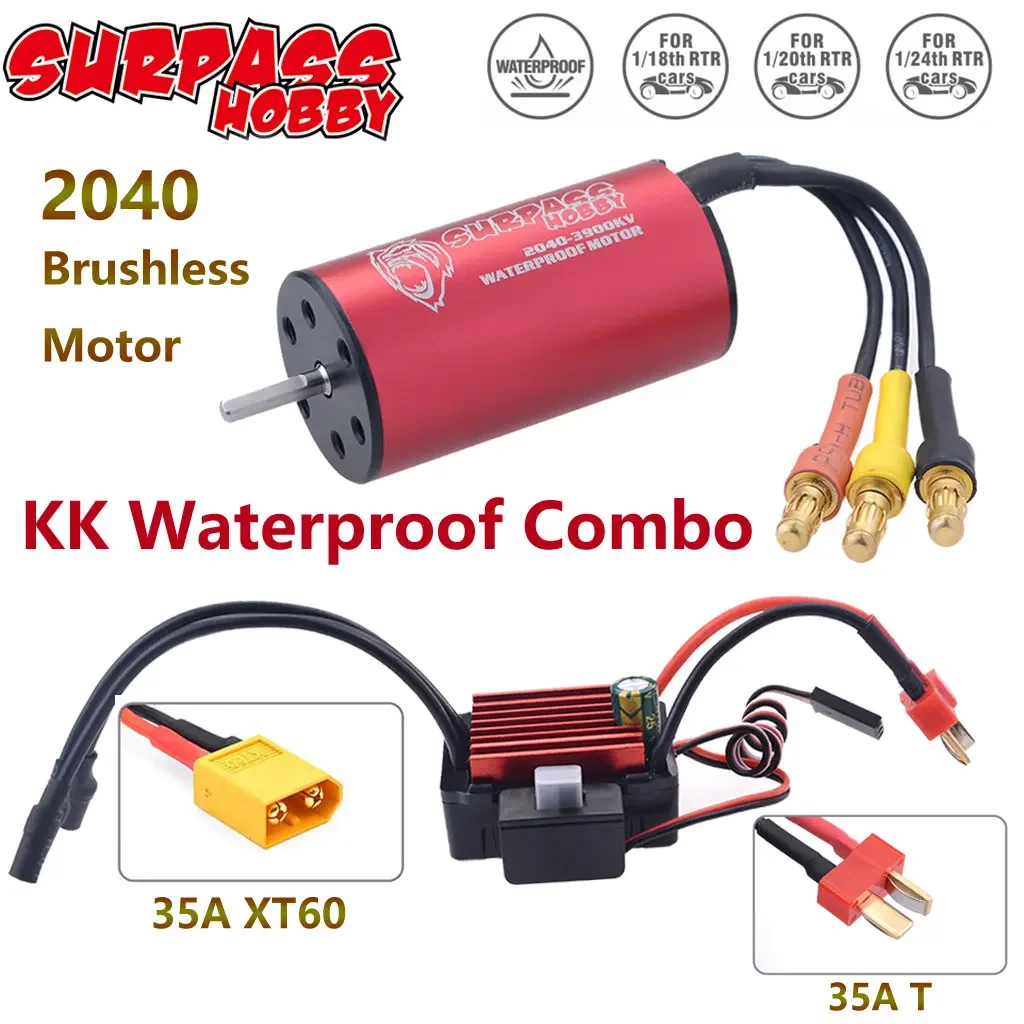 SkyDElSURPASS HOBBY KK Waterproof Combo 2040 Brushless Motor 35A ESC T/XT60 For 1/24 1/20 1/18 Traxxas Wltoys RC Car Off-road Tr