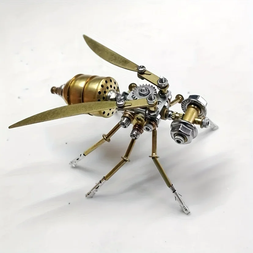 Steampunk Bumblebee Metal Puzzle DIY Assembled Model Set, Gold Mechanical Insect Crafts Relaxing Toys Perfect Christmas Gift