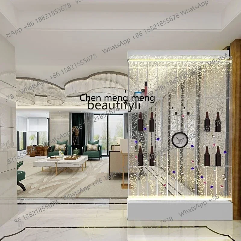 new Water Curtain Wall Living Room Partition Screens Flowing Water Entrance Cabinet Bubble Wall LED   Double-Sided Wine Cabinet