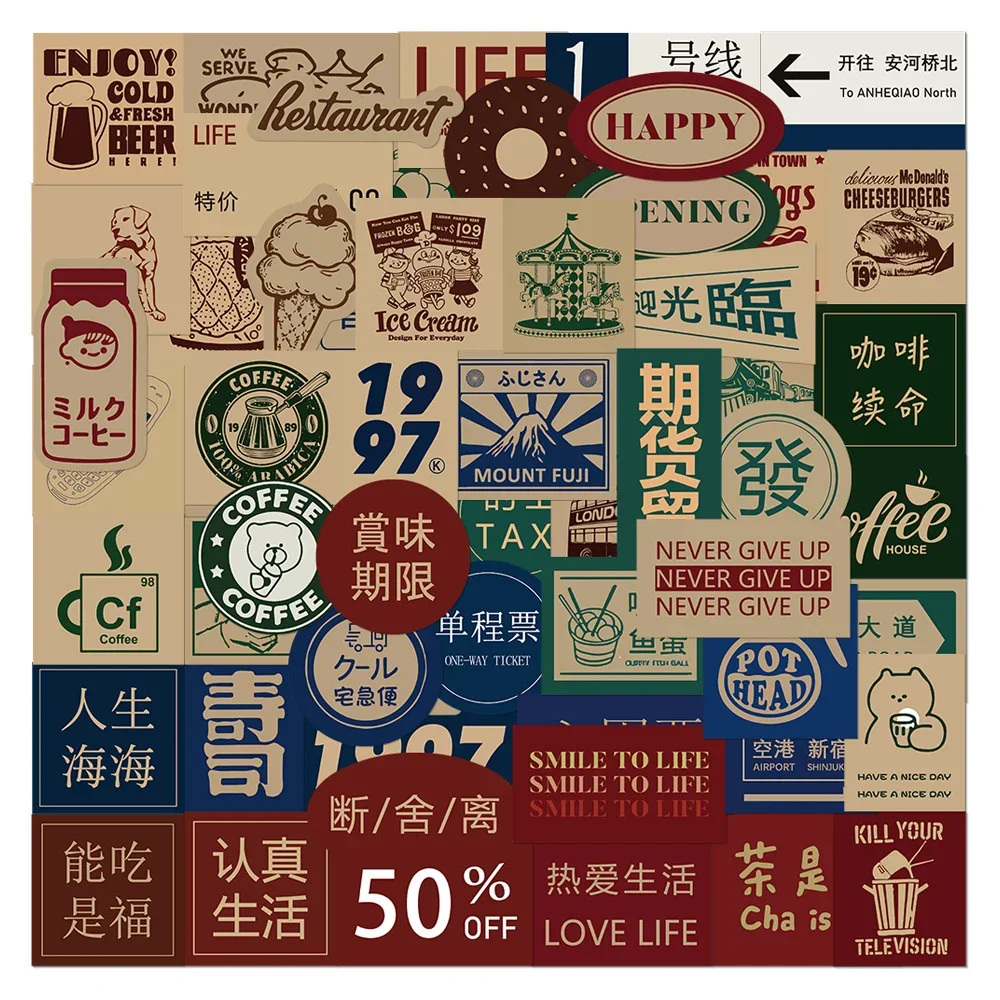 10/30/50PCS Cartoon Retro Graffiti Waterproof Sticker Personality Decorative Decal Suitcase Skateboard Helmet Guitar Wholesale