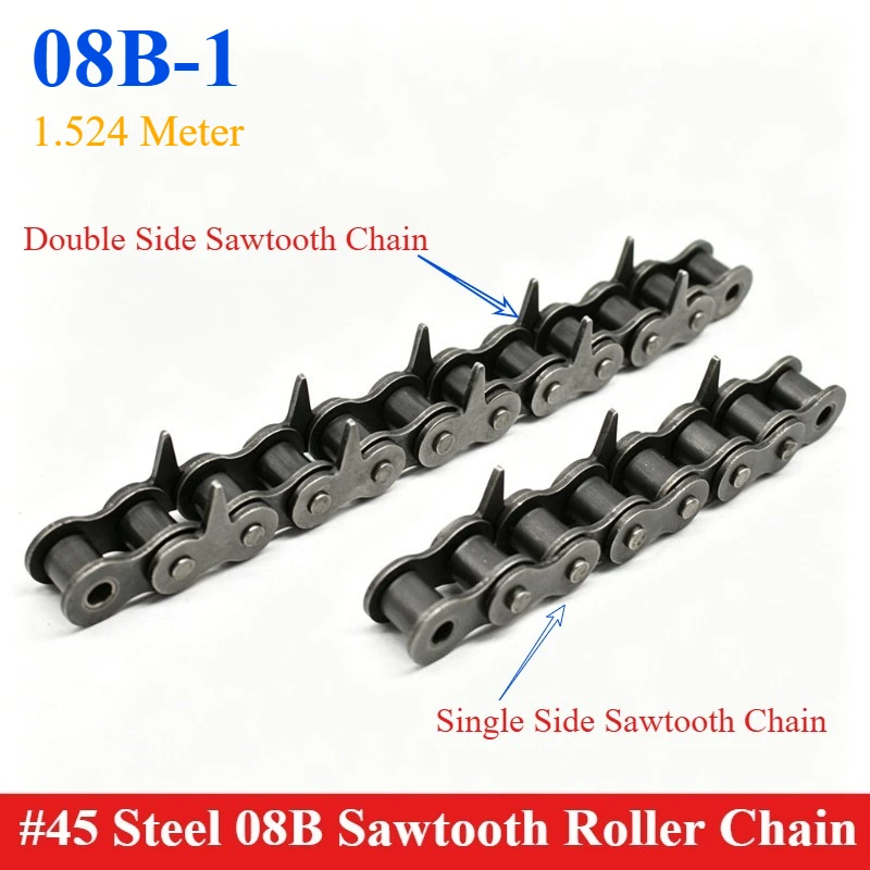 

1pc 08B-1 Sawtooth Chain Sharp Chain pitch 12.7mm 1.524m Single Strand Single/Double Side Sawtooth for Blister Packing Machine