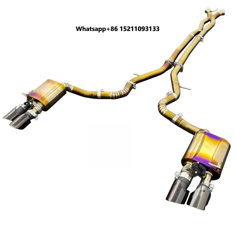 Stainless Steel Exhaust System with 1.5mm Double Drum Double Valve Four Outlets at Middle and Rear