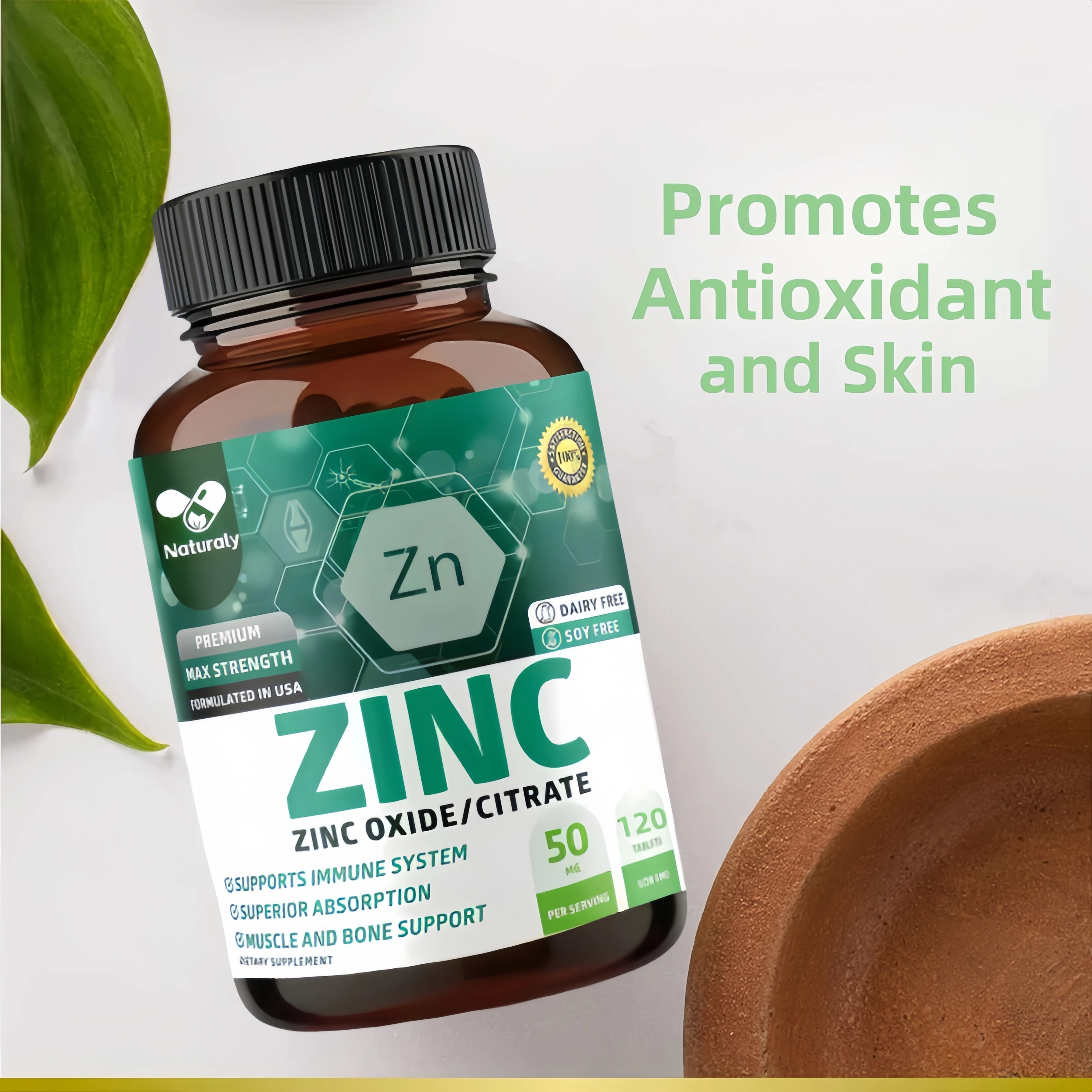 Zinc Supplements - Boosts Energy Production, Immune Support, Antioxidant