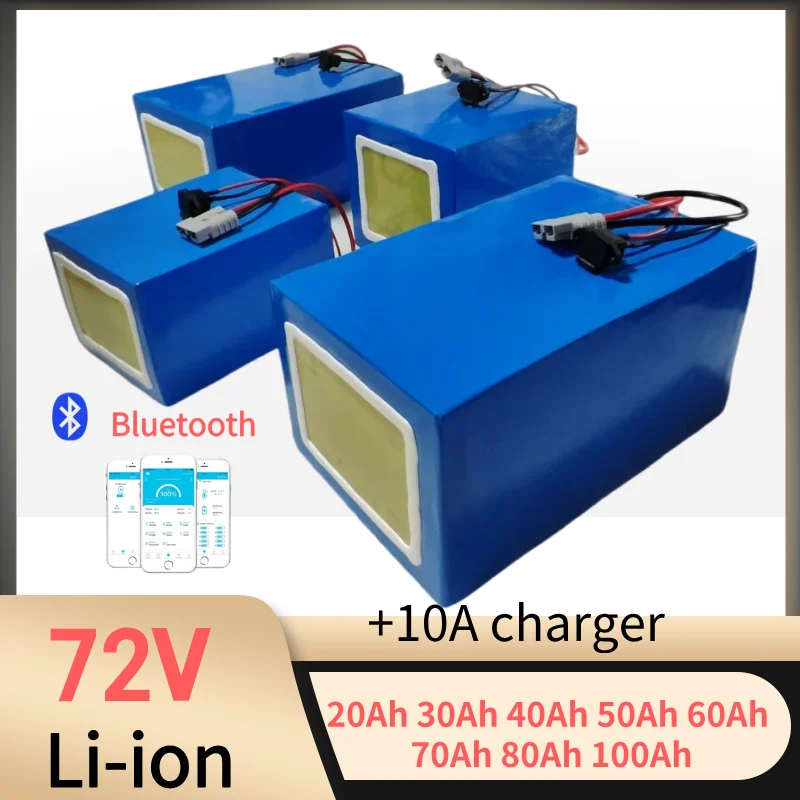 72v 40Ah 50Ah 60Ah 70Ah 80Ah 100Ah lithium ion battery with bluetooth BMS for 5000W scooter Motorcycle Forklift Crane truck