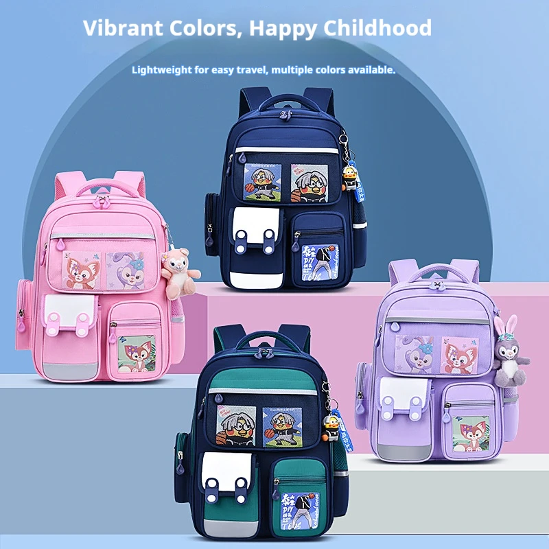 

Children's Lightweight Backpack Unisex Student School Bag Leather Dual-Shoulder Bag for Boys And Girls
