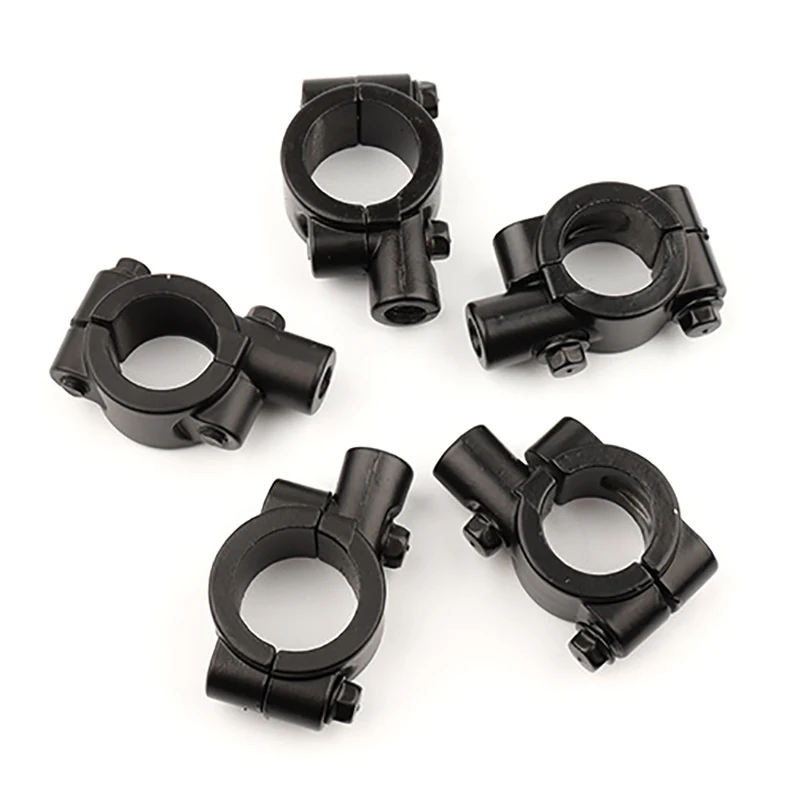 2pcs 22mm Handlebar 10mm 8mm 6mm Thread Motorcycle Mirror Mount Clamp Rear View Mirror Holder Adapter Black