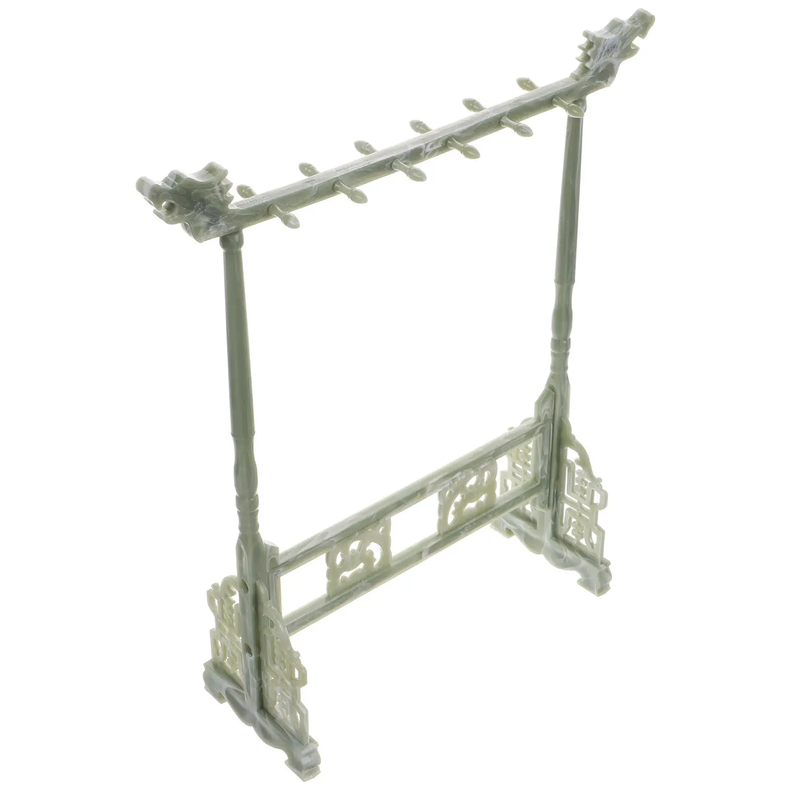 Jade Imitation Dragon Head Brush Holder 6 Hook Green Calligraphy Brush Storage Rack Pen Stand Wand Display Artistic Workspace view 4
