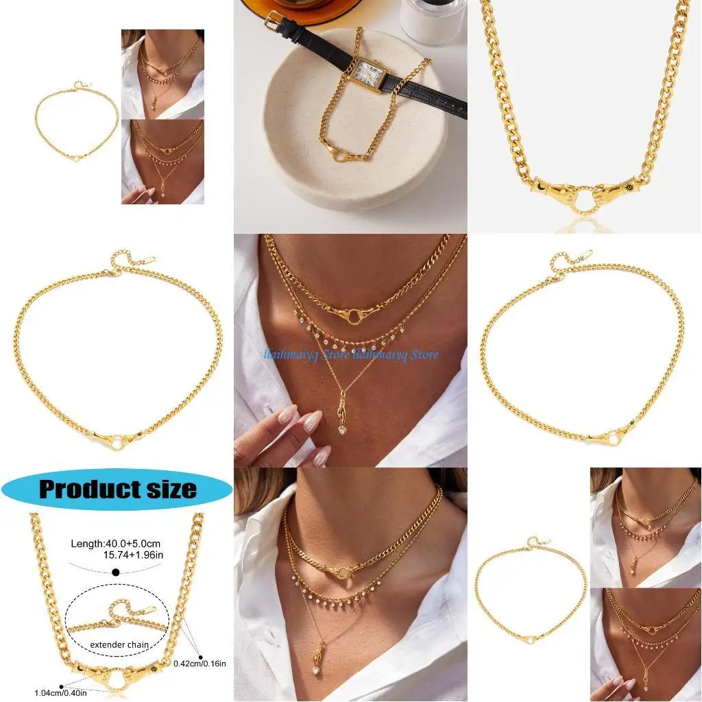 

573B Versatile Friendship Pendant Necklace Sun Moon Theme Comfortable Wear Clavicle Chain Adornment For All Event